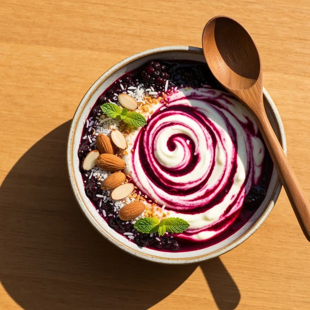 10 High-Protein, Low Calorie Breakfast Ideas 6 Greek yogurt blackberry breakfast bowl 2025 10 06T135602.242Z 1