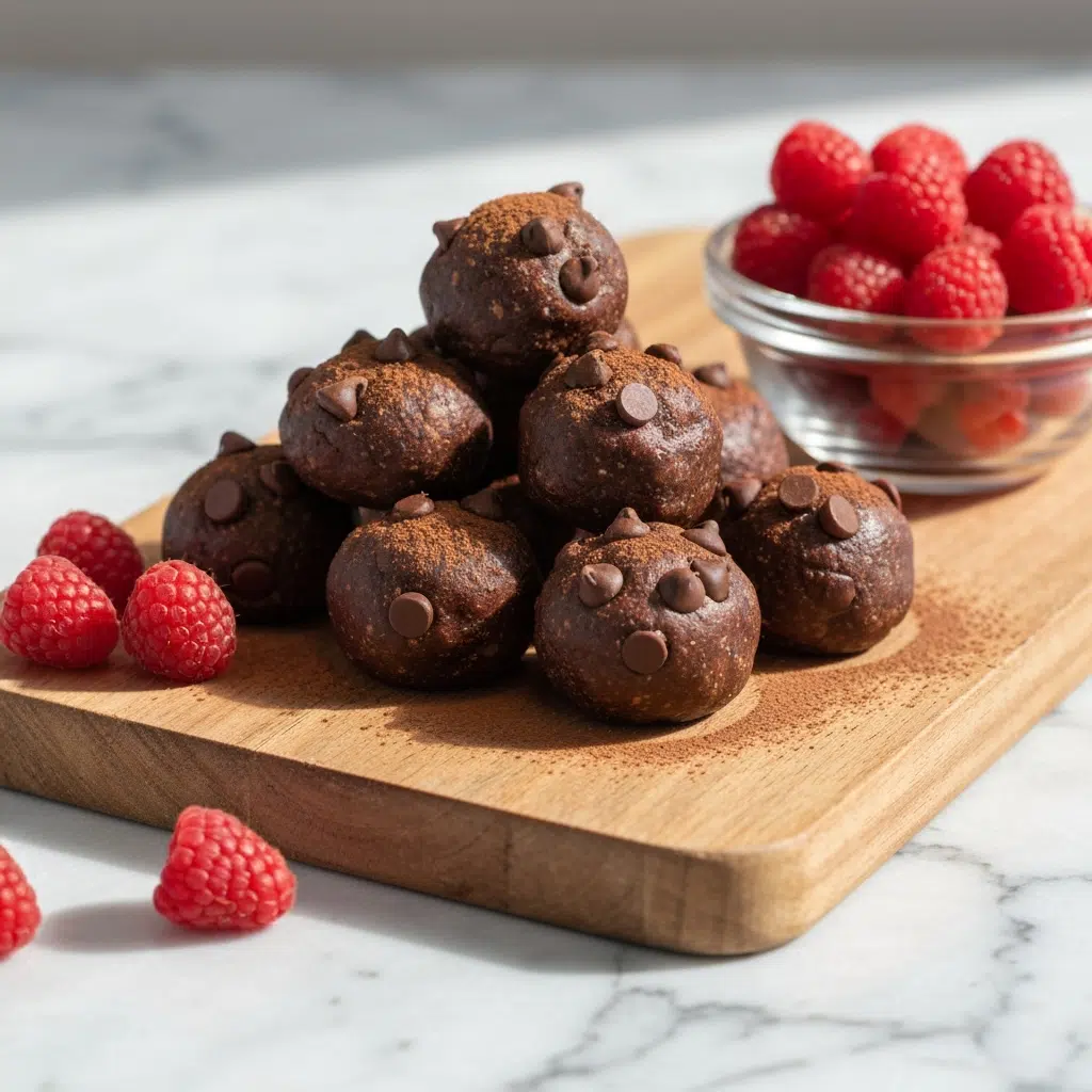 No-Bake Cottage Cheese Brownie Batter Protein Bites 4 cottage cheese brownie bites raspberries 2025 10 04T215902.171Z 1