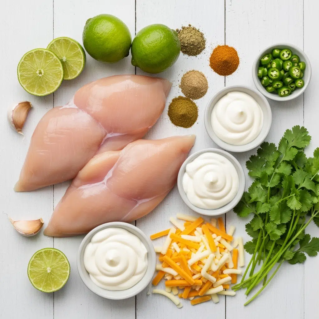 Easy Applebee’s Fiesta Lime Chicken Copycat 5 fiesta lime chicken ingredients overhead flatlay 2025 10 04T141810.999Z 1