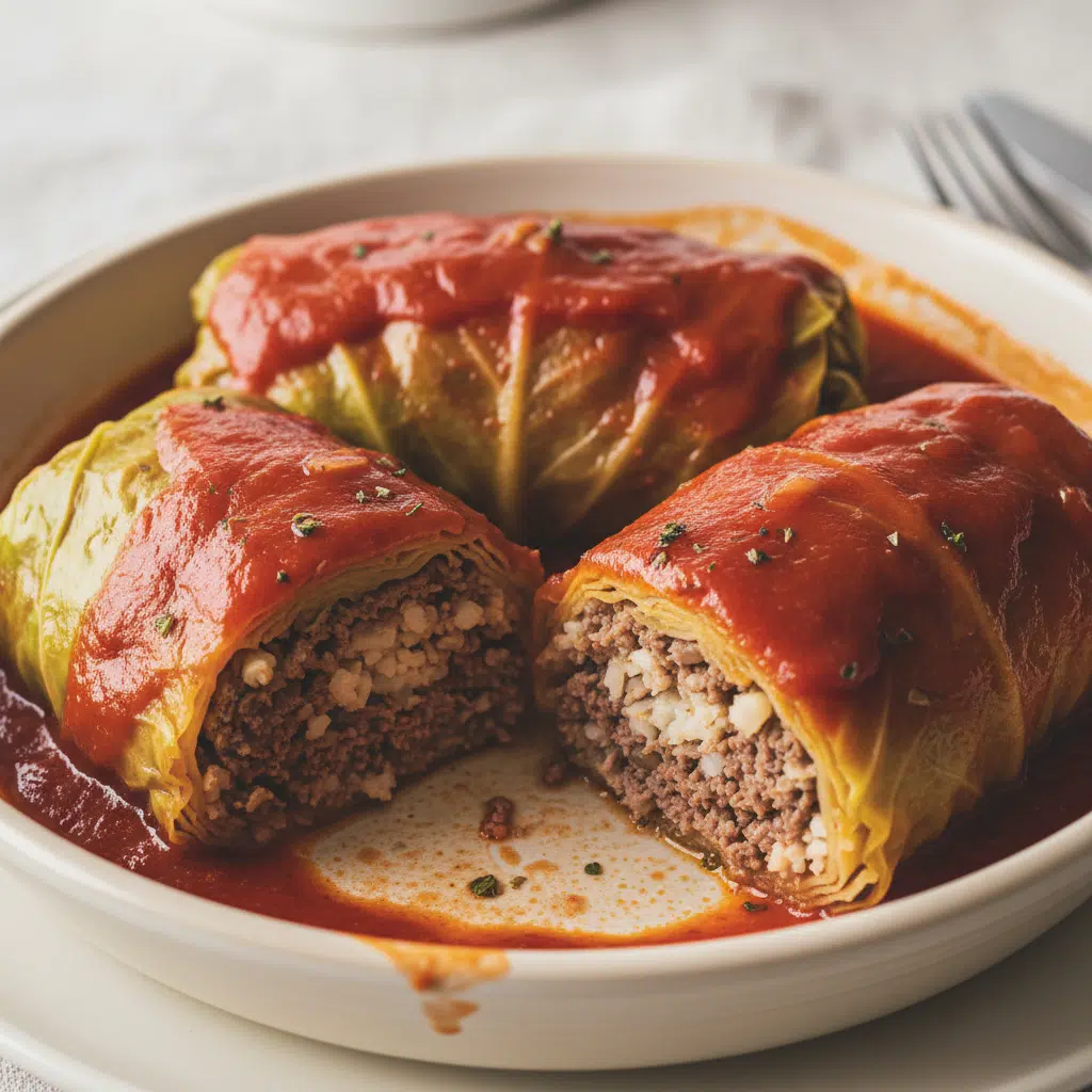 Crockpot Meals for Diabetics (Slow Cooker) 46 Cabbage leaves stuffed with a savory beef and cauliflower rice filling, covered in herbed tomato sauce.