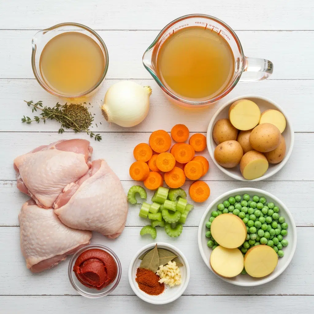 Slow Cooker Chicken Stew Recipe 5 slow cooker chicken stew ingredients overhead 2025 10 03T154434.736Z 1