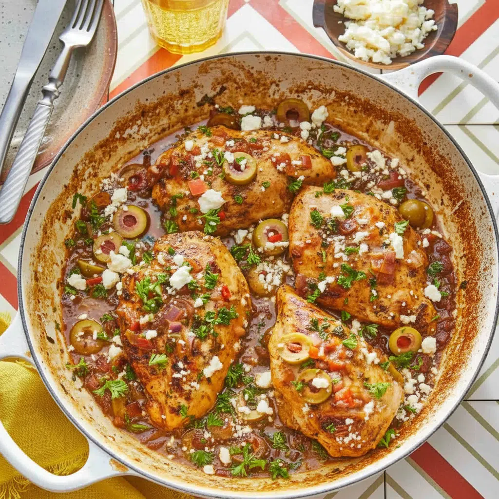 Crockpot Meals for Diabetics (Slow Cooker) 35 Juicy chicken thighs with olives, red onions, and herbs in a tomato-based sauce, Mediterranean style.
