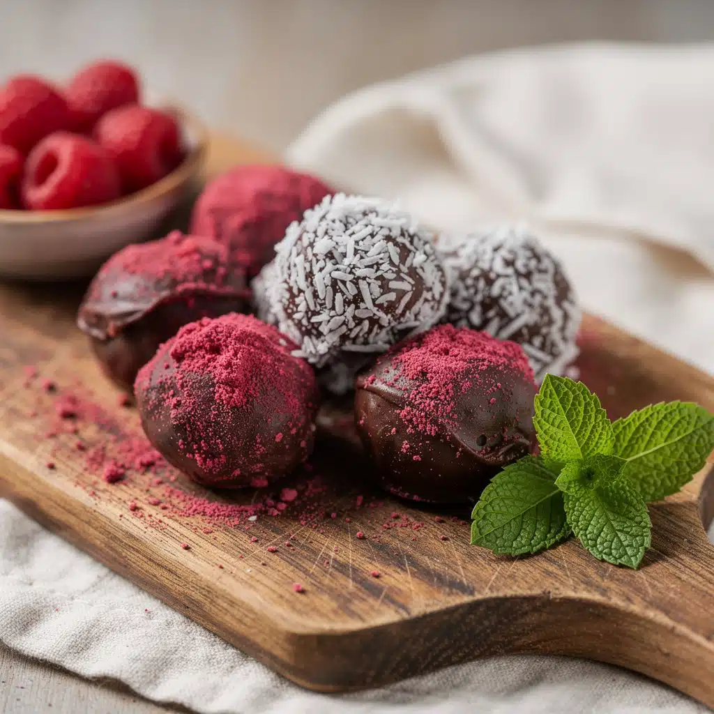 Healthy Valentine Treat Recipes with Cozy Cocoa Flavor 10 Healthy no-bake cocoa avocado truffles for a delicious Valentine's treat.