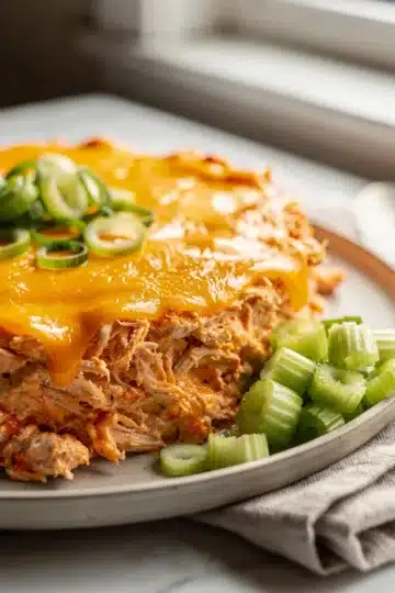 Buffalo Chicken Dip 13 Creamy buffalo chicken dip with melted cheese and fresh celery carrot sticks