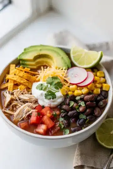 Chicken Tortilla Soup 14 Creamy chicken tortilla soup with avocado and crispy tortilla strips.