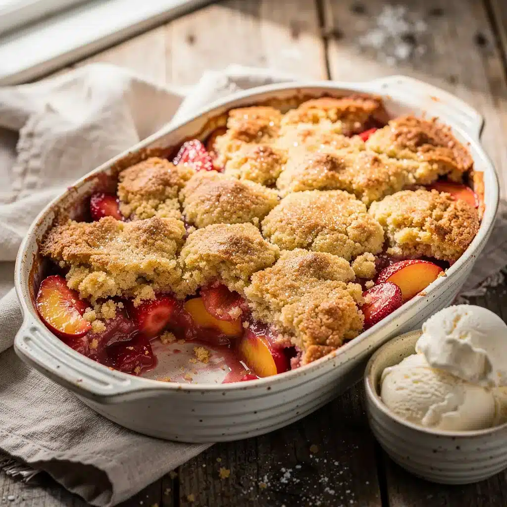 Strawberry Peach Dump Cake 8 Ingredients for Strawberry Peach Dump Cake