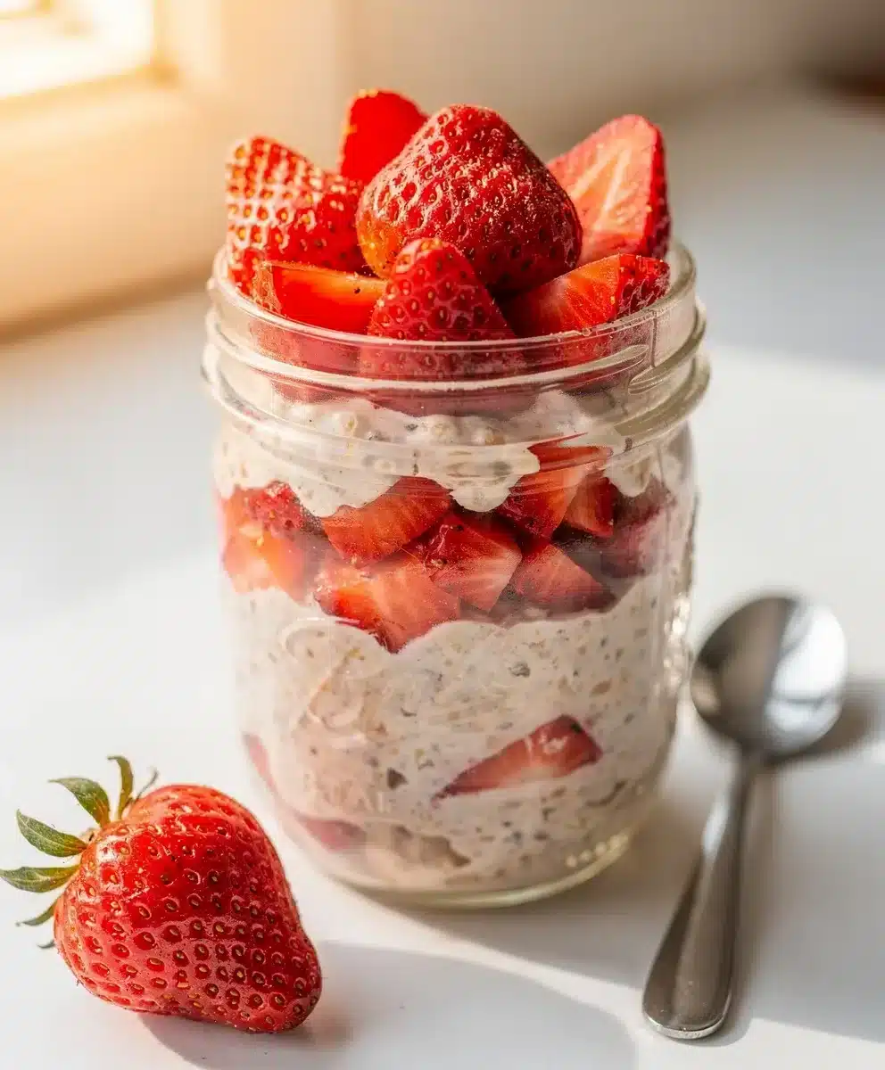Strawberry Protein Overnight Oats 6 Strawberry Protein Overnight Oats featured image