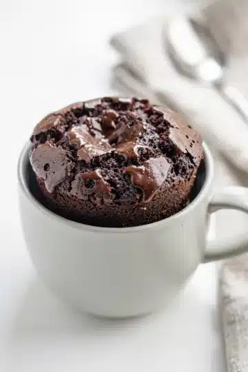 Chocolate Mug Cake 11 Chocolate mug cake recipe with a tender crumb and glossy chocolate chips