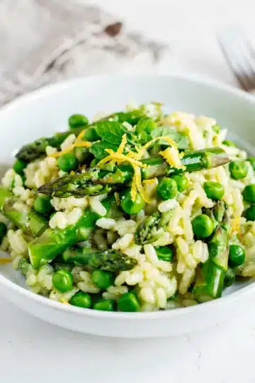 Asparagus Pea Risotto 12 Creamy asparagus pea risotto recipe with vibrant colors in close up view