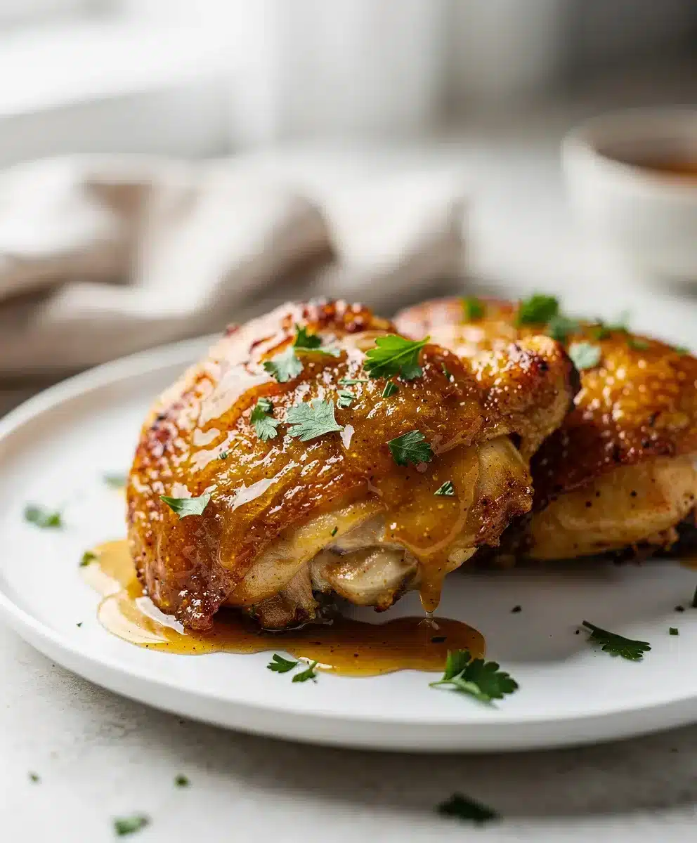 Baked Honey Mustard Chicken Thighs 6 Baked Honey Mustard Chicken Thighs featured image