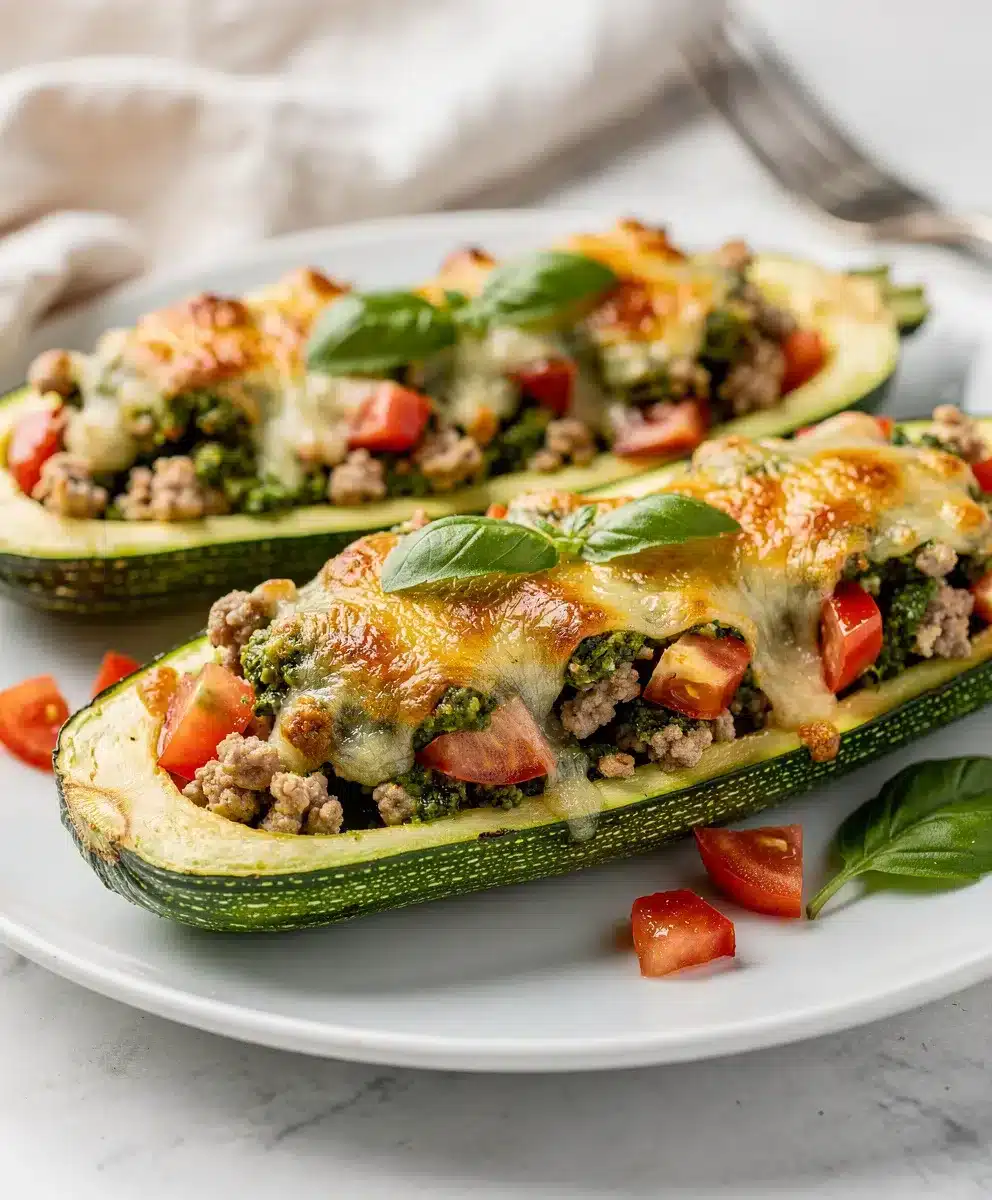 Turkey Pesto Zucchini Boats 6 Turkey Pesto Zucchini Boats featured image
