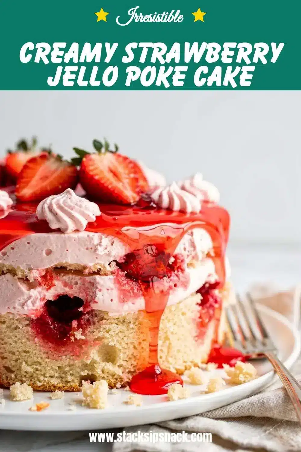 Creamy Strawberry Jello Poke Cake 10 Storage and leftovers for Creamy Strawberry Jello Poke Cake