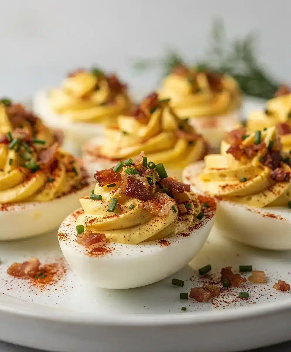 Easy Bacon Ranch Deviled Eggs 6 Easy Bacon Ranch Deviled Eggs featured image