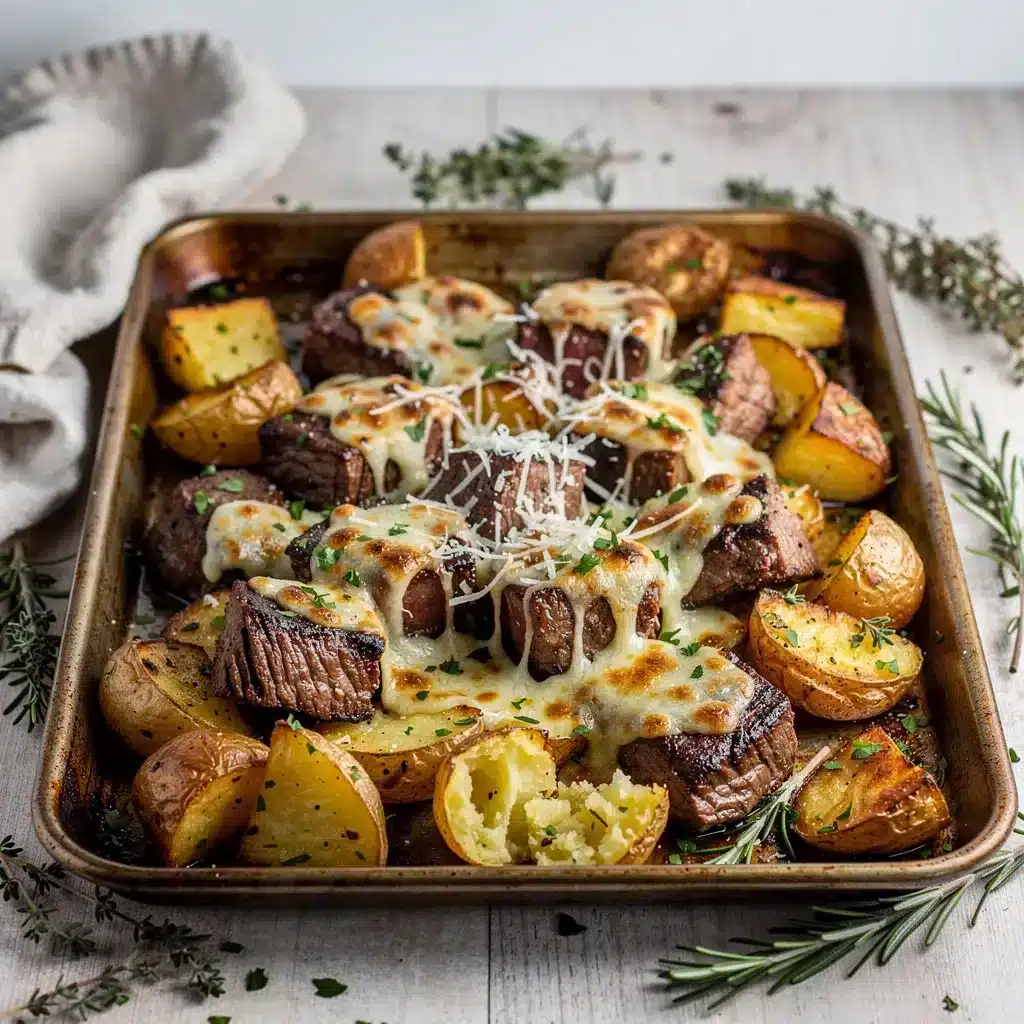 Cheesy Garlic Butter Steak Bites and Potatoes 8 Ingredients for Cheesy Garlic Butter Steak Bites and Potatoes