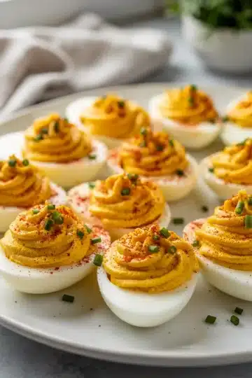 Easy Classic Deviled Eggs 13 Easy classic deviled eggs recipe with creamy yolk filling and paprika garnish.