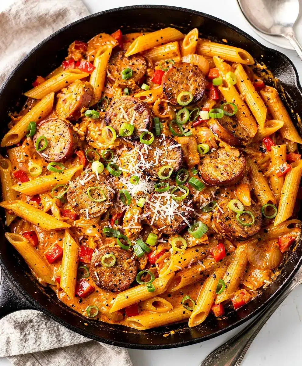 Skillet Creamy Cajun Sausage Pasta 6 Skillet Creamy Cajun Sausage Pasta featured image