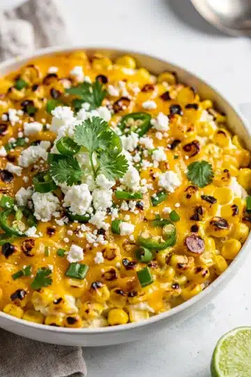 Easy Mexican Street Corn Dip 11 Creamy Mexican street corn dip with cotija cheese and cilantro garnish.