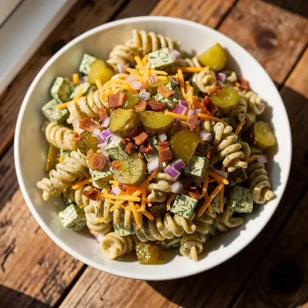 Crisp Dill Pickle Pasta Salad 8 Ingredients for Crisp Dill Pickle Pasta Salad