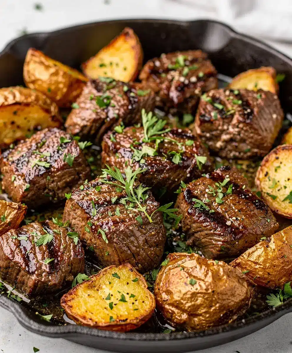 Skillet Garlic Butter Steak Bites and Potatoes 6 Skillet Garlic Butter Steak Bites and Potatoes featured image