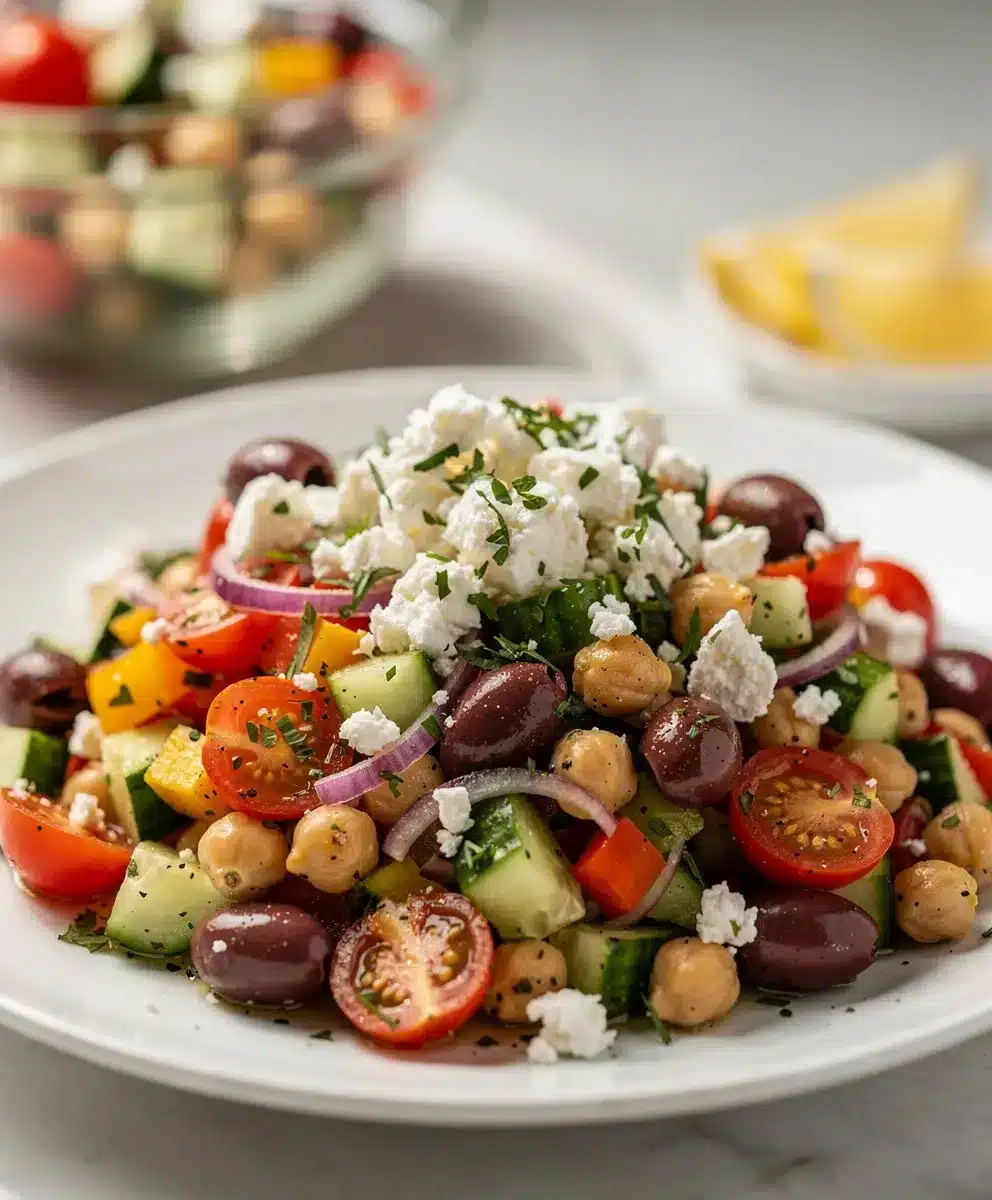 Greek Chickpea Cucumber Salad 6 Greek Chickpea Cucumber Salad featured image