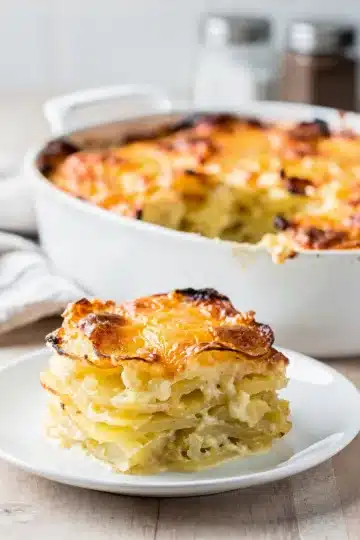 Homestyle Cheesy Scalloped Potatoes 25 Golden brown scalloped potatoes with creamy layers and crispy cheese edges
