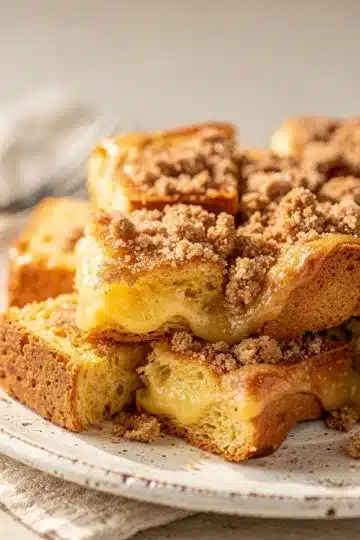 Make Ahead Overnight French Toast Bake 13 Overnight French toast bake with streusel topping and blueberries in maple syrup