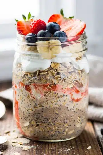 Make Ahead High Protein Overnight Oats 11 Make ahead high protein overnight oats in a jar with fresh berries and nuts