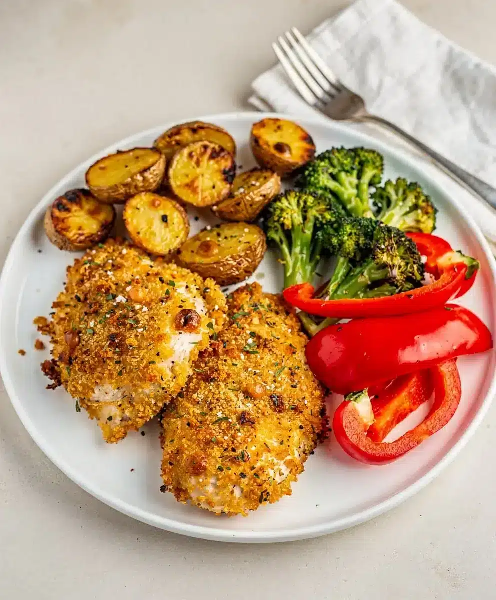 Easy Parmesan Crusted Sheet Pan Chicken Dinner 6 Easy Parmesan Crusted Sheet Pan Chicken Dinner featured image