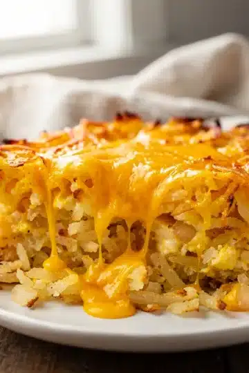 Slow Cooker Crockpot Cheesy Hashbrown Casserole 12 Creamy slow cooker cheesy hashbrown casserole with a golden crispy cheese pull.