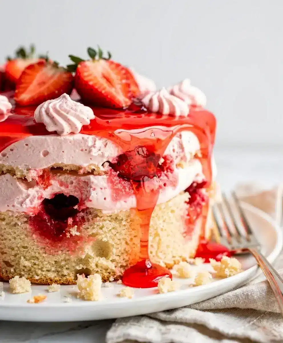 Creamy Strawberry Jello Poke Cake 6 Creamy Strawberry Jello Poke Cake featured image