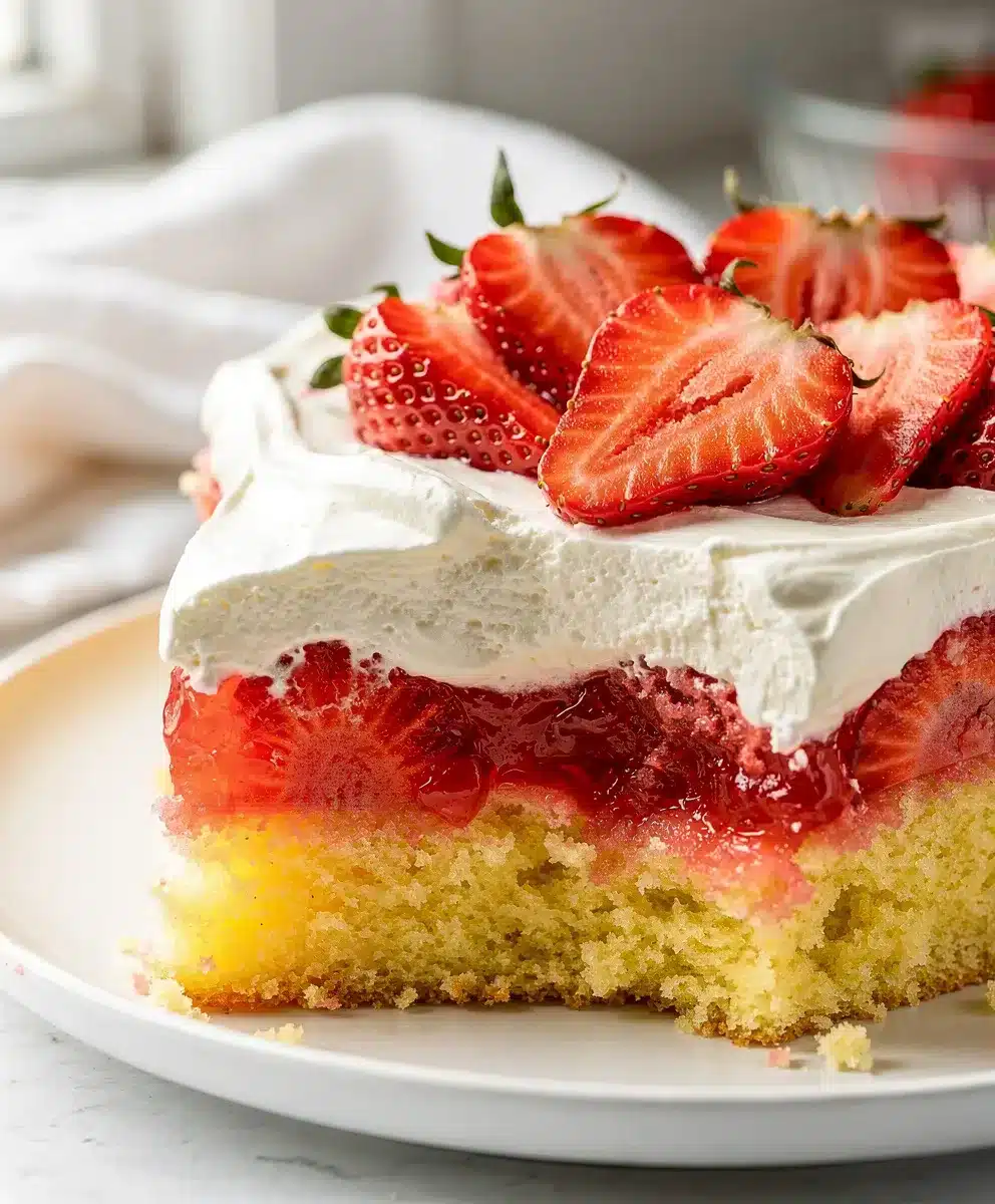 Old Fashioned Strawberry Jello Poke Cake 6 Old Fashioned Strawberry Jello Poke Cake featured image