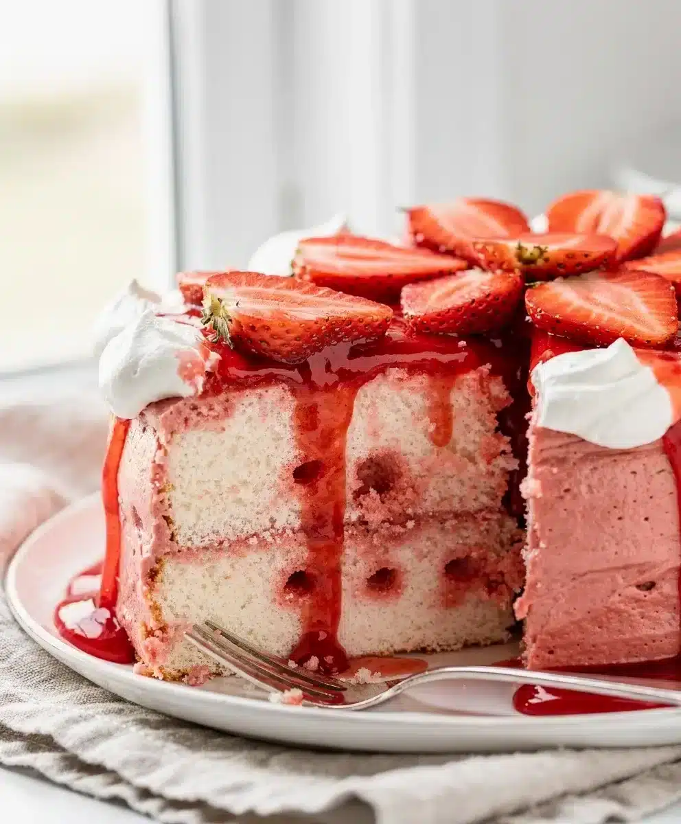 No Bake Strawberry Jello Poke Cake 6 No Bake Strawberry Jello Poke Cake featured image