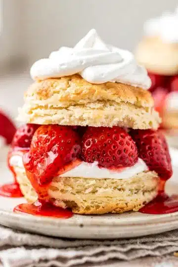 Old Fashioned Strawberry Shortcake 12 Classic strawberry shortcake biscuit with juicy berries and whipped cream