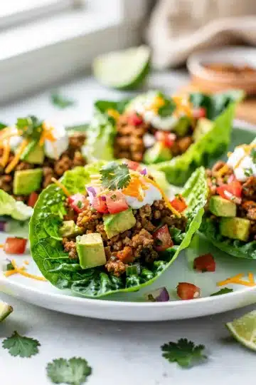 Turkey Taco Lettuce Wraps 11 Healthy turkey taco lettuce wraps with creamy avocado and crisp lettuce