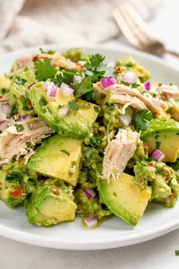 Avocado Chicken Salad 13 Creamy avocado chicken salad recipe with fresh herbs and vibrant vegetables
