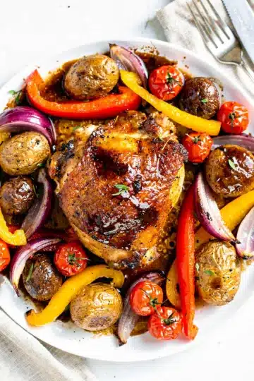 One Pan Balsamic Glazed Chicken and Veggies 14 One pan balsamic glazed chicken and veggies with roasted vegetables recipe