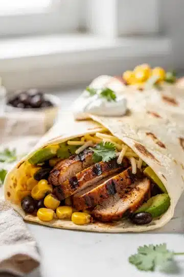 Chipotle Lime Grilled Chicken Burrito Wrap 27 Chipotle lime grilled chicken burrito wrap with avocado and fresh cilantro.