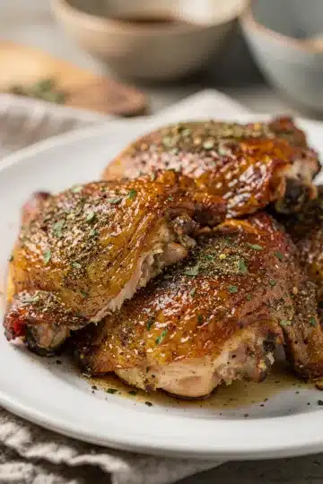 Crispy Baked Ranch Chicken Thighs 14 Crispy baked ranch chicken thighs with golden skin and fresh herbs