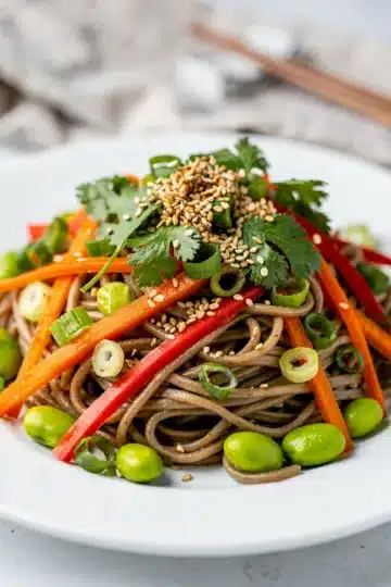 Japanese Soba Noodle Salad with Edamame 12 Japanese soba noodle salad with edamame and sesame dressing
