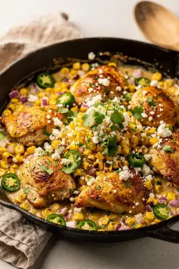 Street Corn Chicken Skillet 13 Creamy street corn chicken skillet with juicy chicken and charred corn