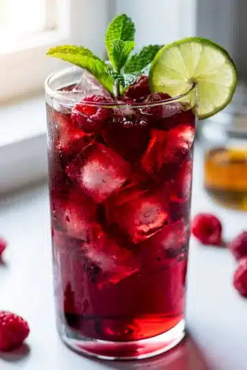 Hibiscus Raspberry Iced Tea 11 Refreshing hibiscus raspberry iced tea with fresh berries