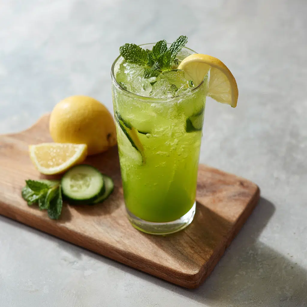 Iced Japanese Mounjaro drink recipe with lemon, mint, and cucumber