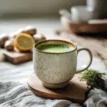 Japanese Mounjaro recipe with matcha and kelp on a morning kitchen counter