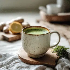 Japanese Mounjaro recipe with matcha and kelp on a morning kitchen counter