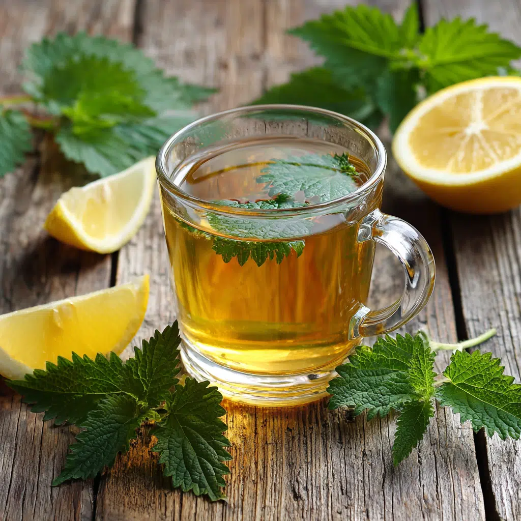 Lemon balm tea recipe for weight loss served in a clear mug with herbs and lemon slices 1