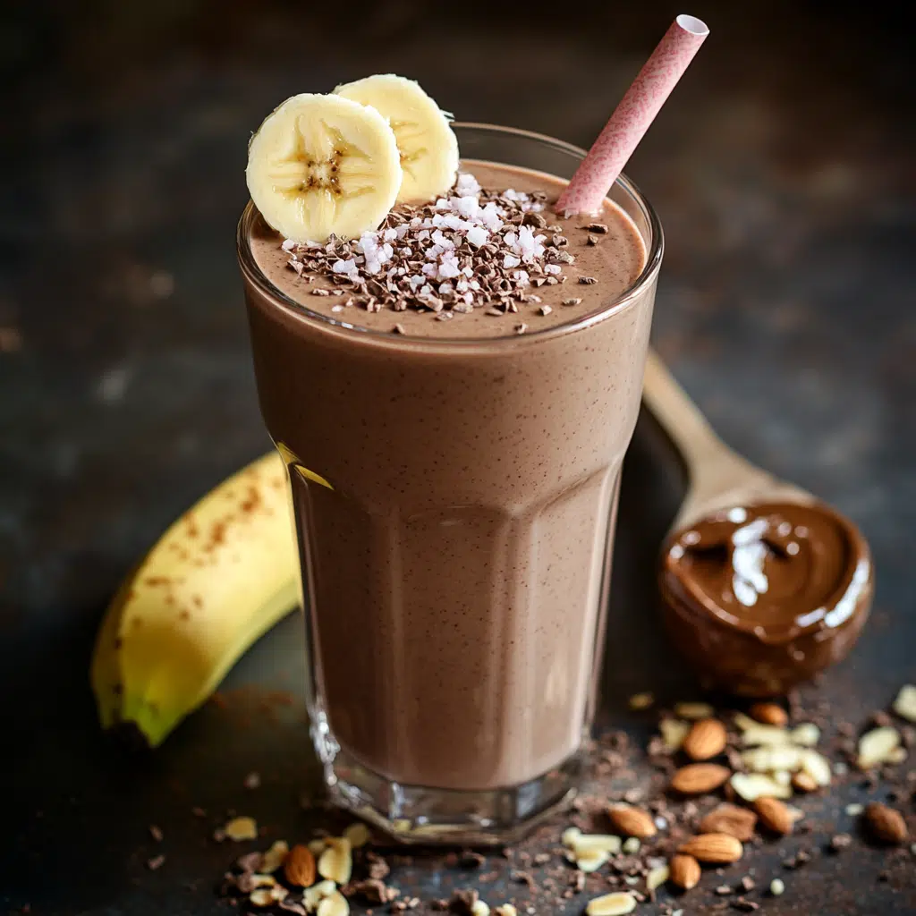 Chocolate banana smoothie with pink salt twist