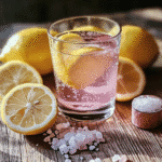 Himalayan pink salt water with lemon for hydration