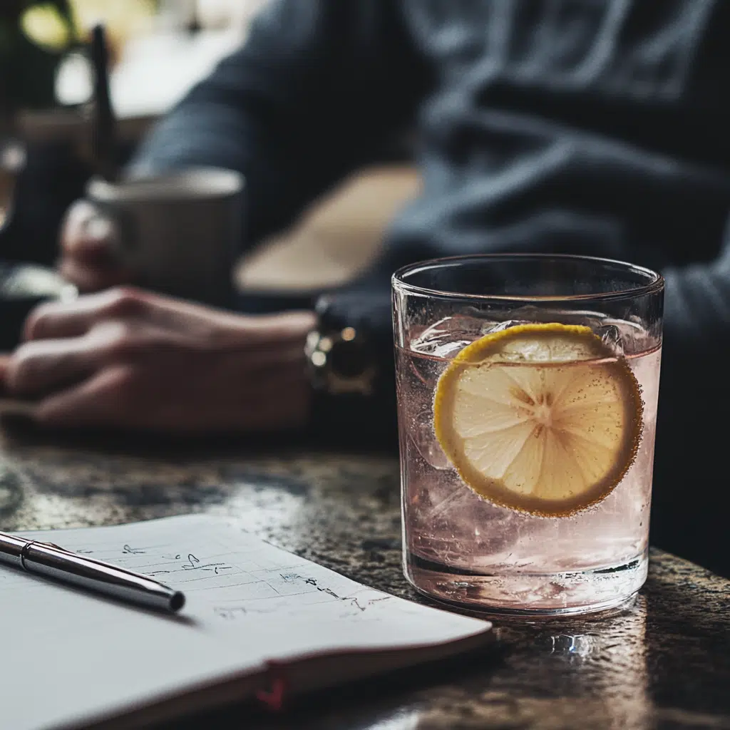 man reflecting with pink salt weight loss recipe nearby