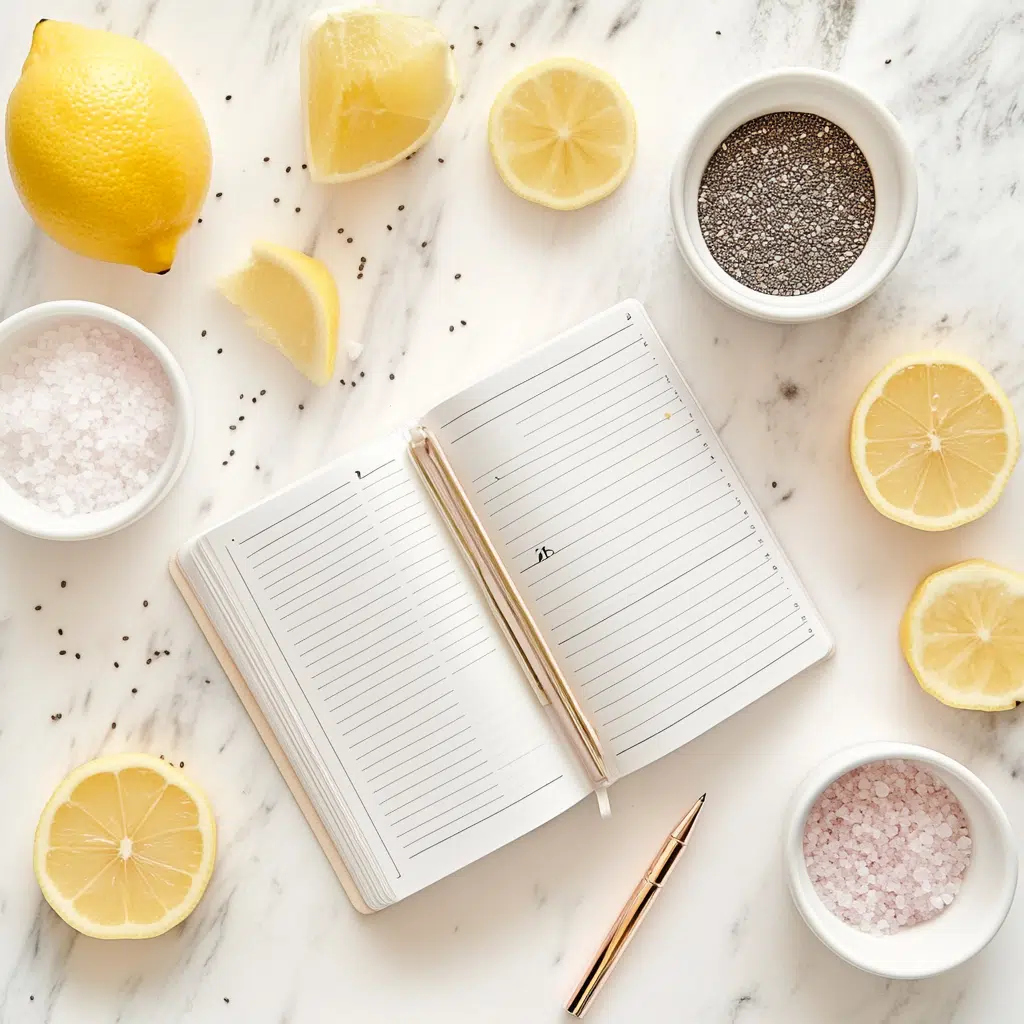pink salt weight loss routine planner with ingredients
