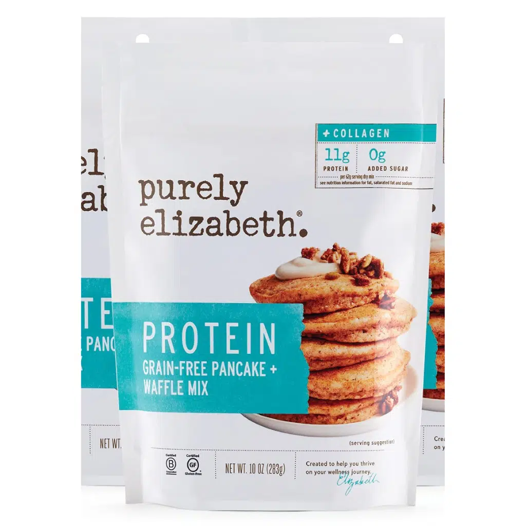 Purely Elizabeth protein pancake mix with collagen, chia, and ancient grains